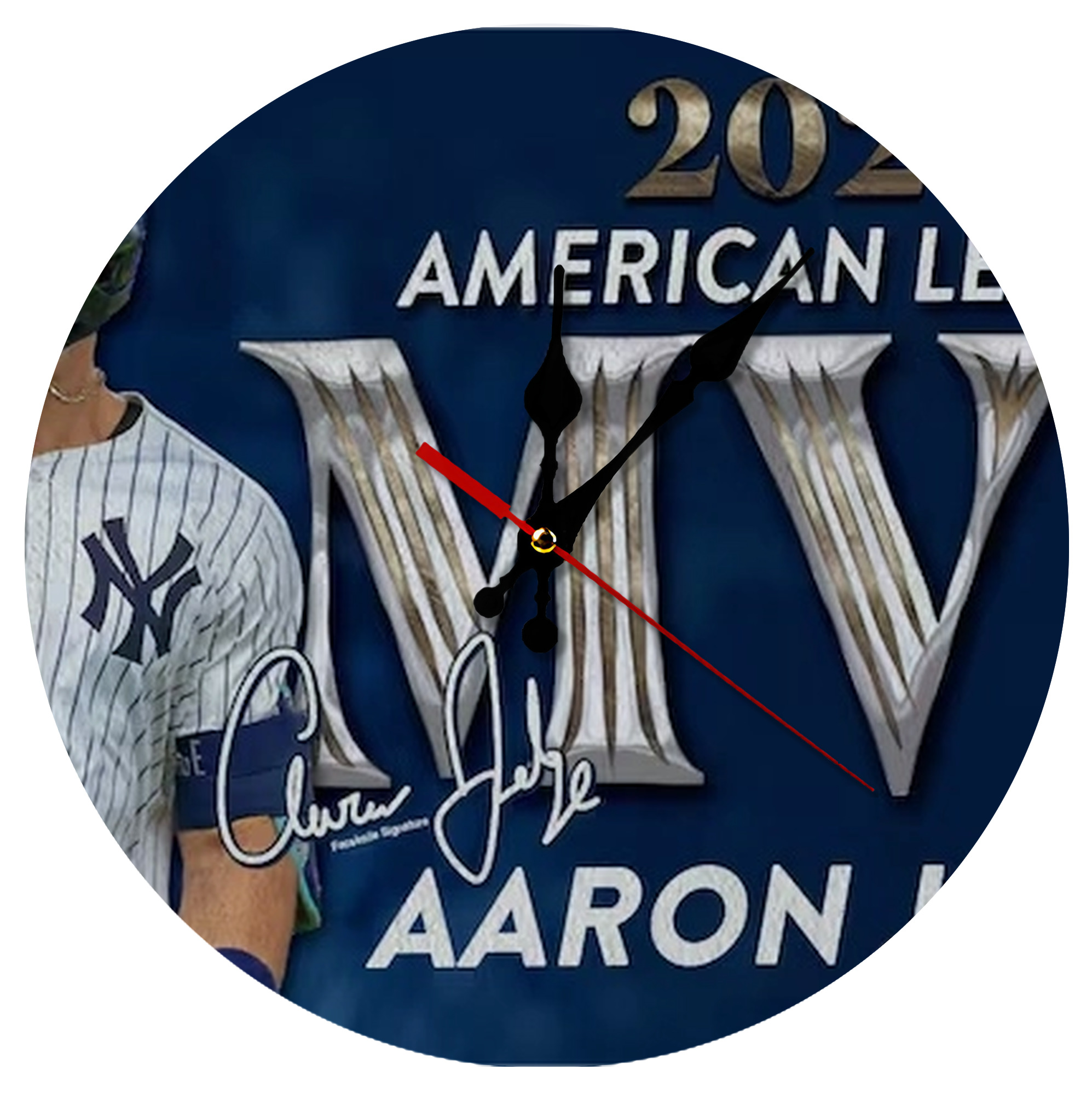 Aaron Judge MVP Silent Round Wall Clock – Modern & Stylish DIY Design, Durable Wood Construction, Easy To Install – Perfect For Office, Bedroom, Living Room, And More